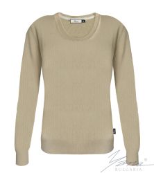 Damenpullover, Halssaum, beige