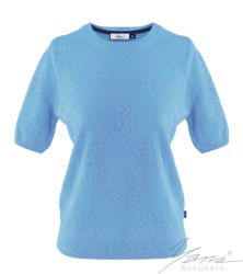 Damenpullover, Halssaum, blau