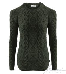 A női pulóver sötétzöld színű