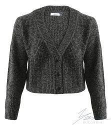 Women’s thick wool full buttons cardigan sweater in gree melange