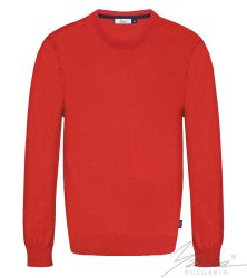 Crew nyakú, hosszú ujjú férfi pulóver piros