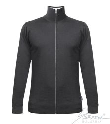 Férfi karcsú gyapjú cipzáras kardigánszürke