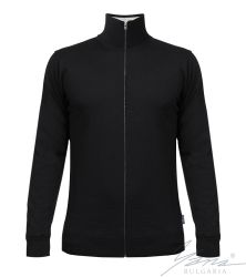 Férfi karcsú gyapjú cipzáras kardigán sötétkék