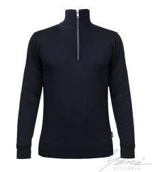 Férfi vastag gyapjú cipzáras ing, sötétkék