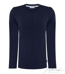 Férfi kerek nyakú pulóver, hosszú ujjú, sötétfiú