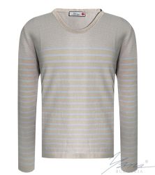 Men's two-tone round neck sweater, beige