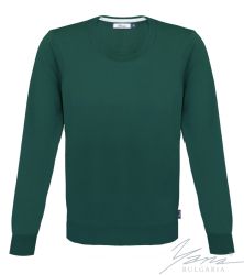 Férfi karcsú, kerek nyakú gyapjú pulóver sötétfiú