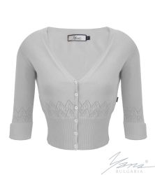 Női kardigán 3/4-es ujjal, szürke