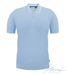 Férfi galléros pólóing, rövid ujjú, könnyűkék