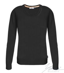 Női O-nyakú pulóver fekete