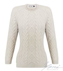Damenpullover, Halssaum, beige