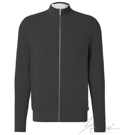 Men's wool full zip cardigan sweater in gray