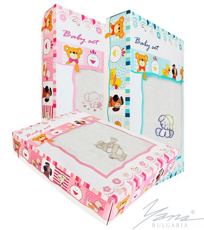 Mikropamut babakészlet hímzéssel, dobozbanfehér