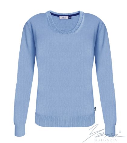 Damenpullover, Halssaum, blau