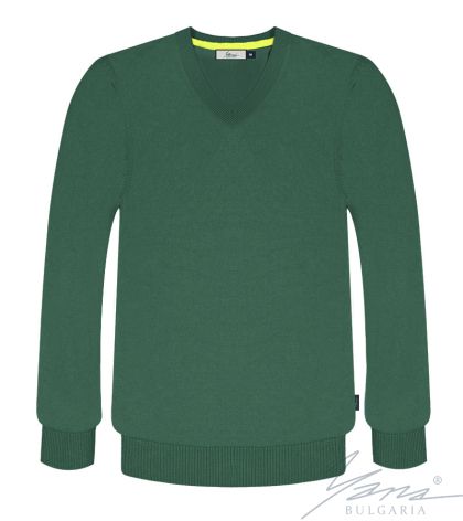 Herrenpullover, V-Ausschnitt, lange Ärmel, grun