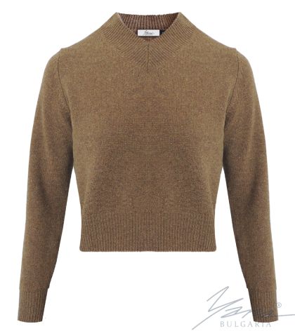 Damen-Wollpullover, spitz zulaufend, braun