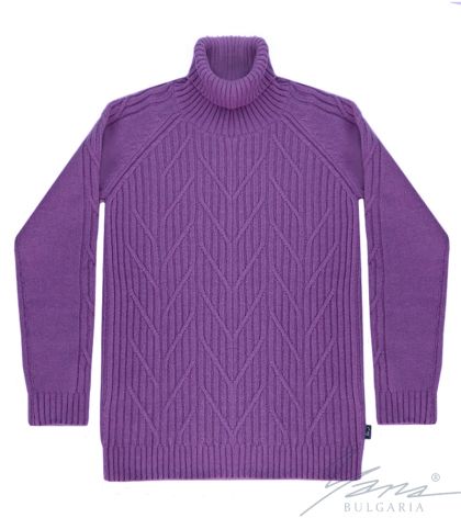 Women's sweater with high polo collar in lilac