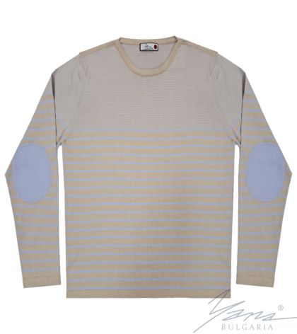 Men's two-tone round neck sweater, beige