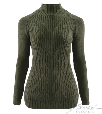 Női pulóver francia gallérral zöld