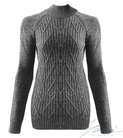 Női pulóver francia gallérral szürke