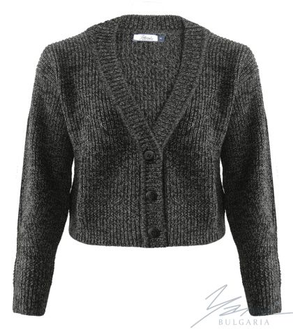 Női vastag gyapjú kardigán gombokkal szürke Melange