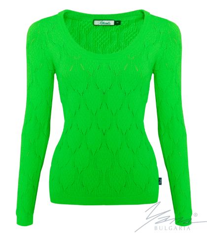 Damenpullover, Halssaum, grun