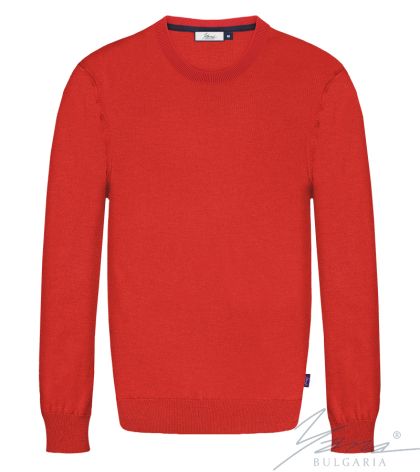 Crew nyakú, hosszú ujjú férfi pulóver piros