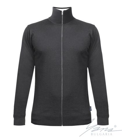 Férfi karcsú gyapjú cipzáras kardigánszürke