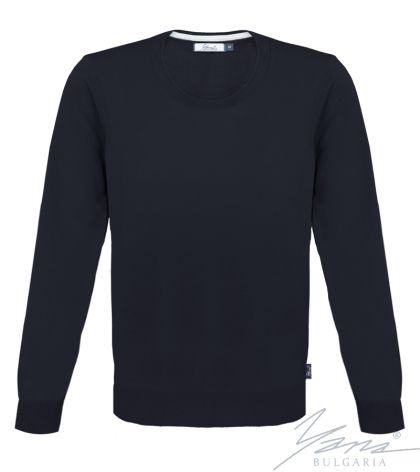 Férfi karcsú, kerek nyakú gyapjú pulóver sötétfiú