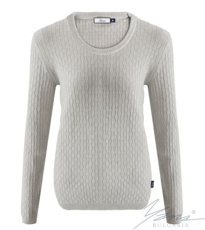 Damenpullover, Halssaum, hellgrau 