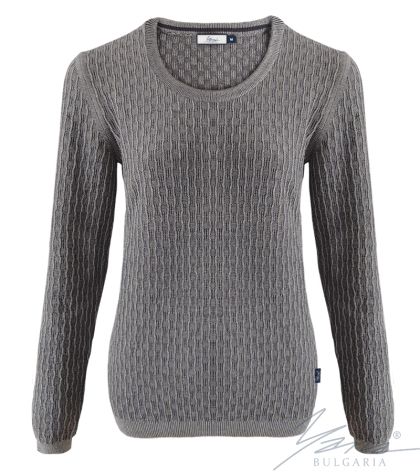 Damenpullover, Halssaum, grau / hellgrau