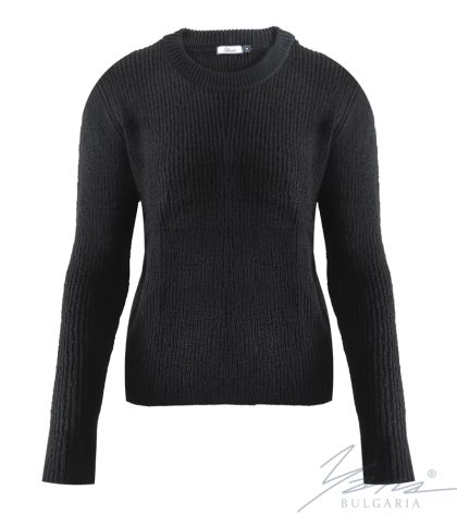 Damenpullover, Halssaum, schwarz