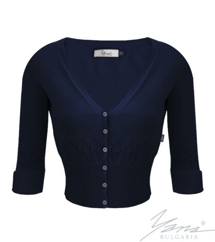 Damen-Strickjacke, 3/4 Ärmel, blau
