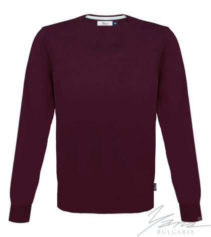 Férfi karcsú, kerek nyakú gyapjú pulóver sötétfiú