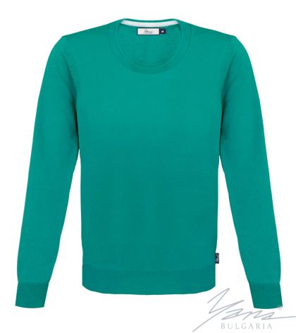 Férfi karcsú, kerek nyakú gyapjú pulóver sötétfiú