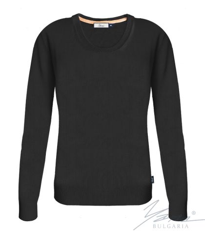 Női O-nyakú pulóver fekete