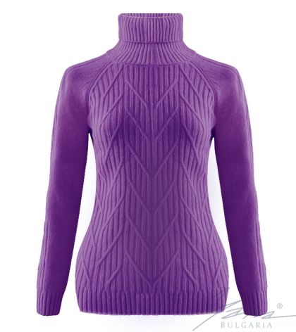 Női pulóver magas póló gallérral Halványlila
