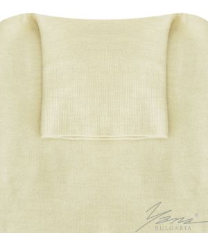 Női gyapjú pulóver, magas nyakú, ecru