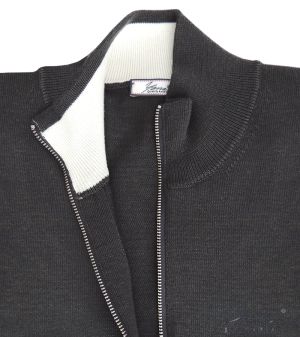 Men's wool full zip cardigan sweater in gray