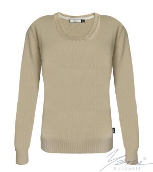 Damenpullover, Halssaum, beige