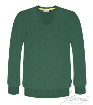 Herrenpullover, V-Ausschnitt, lange Ärmel, grun