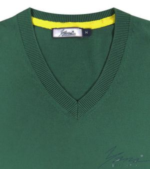 Herrenpullover, V-Ausschnitt, lange Ärmel, grun