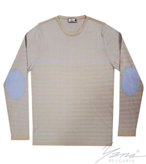 Men's two-tone round neck sweater, beige