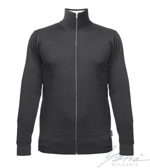 Herren-Strickjacke aus dünner Wolle mit durchgehendem Reißverschluss, grau