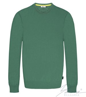 Crew nyakú, hosszú ujjú férfi pulóver zöld