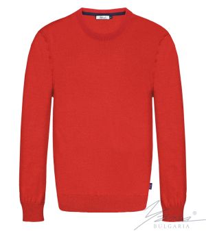 Crew nyakú, hosszú ujjú férfi pulóver piros