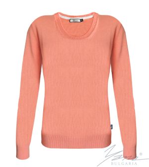 Women's crew neck sweater in coral