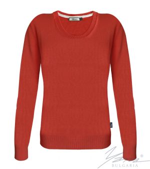 Women's crew neck sweater in red