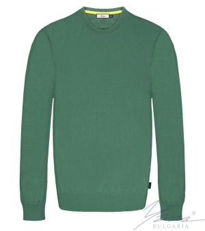 Crew nyakú, hosszú ujjú férfi pulóver zöld