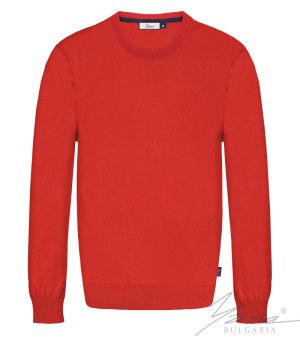 Crew nyakú, hosszú ujjú férfi pulóver piros